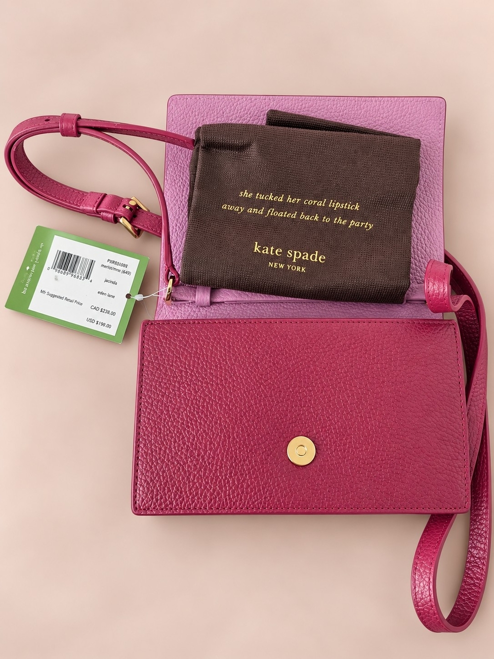 NWT Kate Spade Eden Lane Jacinda Leather Clutch Crossbody Shoulder Bag